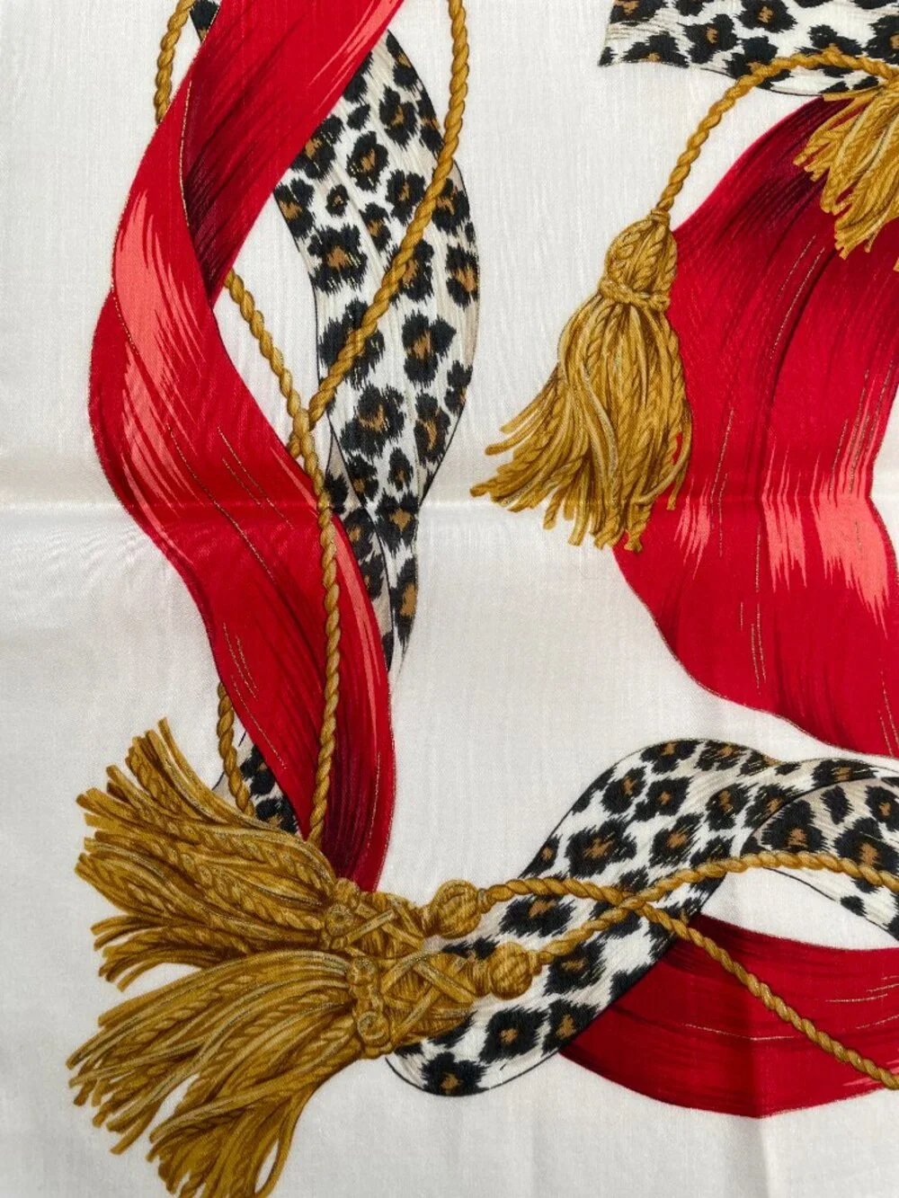 Vintage Christian Dior Leopard Ribbon Cotton Scarf | Never Worn
